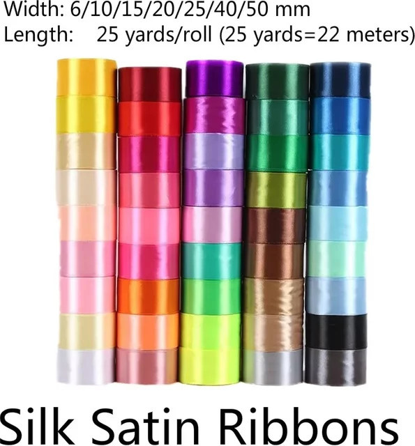 Merylover Seidensatinbänder für Geschenkverpackungen und DIY-Zubehör, 25 Yards pro Rolle, erhältlich in verschiedenen Breiten und Farben wie Rot oder Mehrfarbig - Bild 1