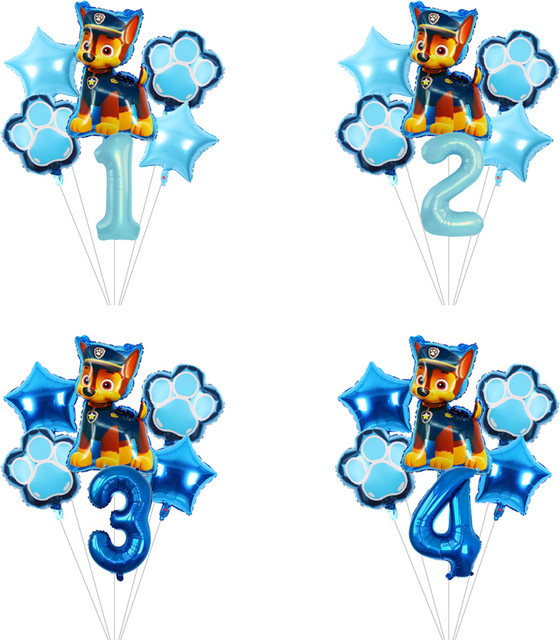 Paw Patrol Ballon-Kombinationsset mit Zahlenballons und Latex-Ballons für Kindergeburtstage - Bild 1