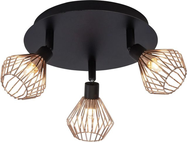 Brilliant Dalma Spotrondell Deckenstrahler 3-flg in Schwarz und Kupfer mit schwenkbaren Köpfen für G9 Halogenlampen im Retro-Look - Bild 1