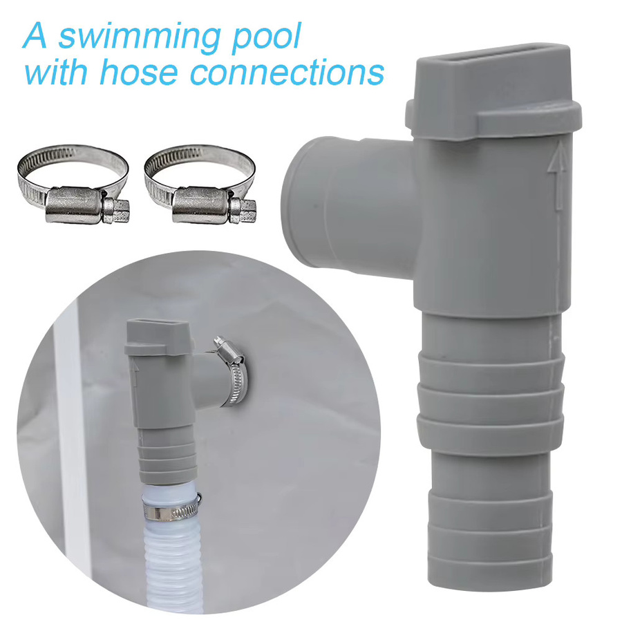 Shunmaii PVC-Poolschlauchadapter mit Absperrventil in Grau, 32 mm Durchmesser, auslaufsicherer Ersatz für Außenpool-Filterpumpen - Bild 2