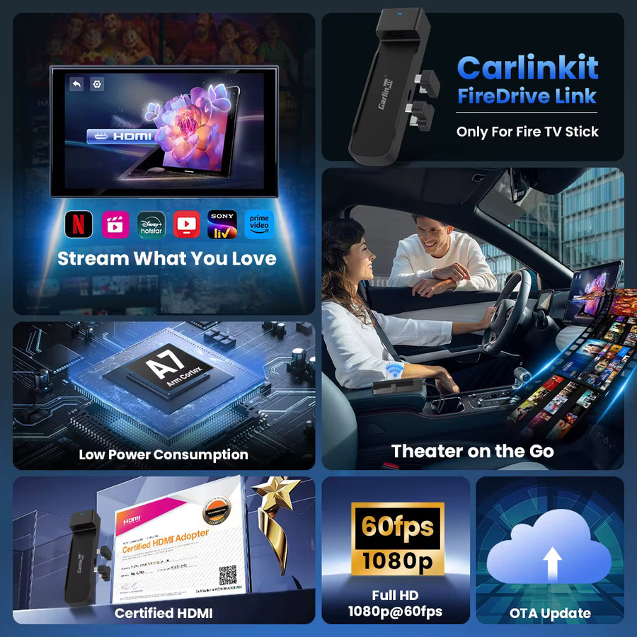 CarlinKit FireDrive Link CarPlay zu HDMI Streaming Box Auto TV Mate Konverter in Schwarz für Amazon Fire TV Stick HD 4K Max Lite - Bild 3