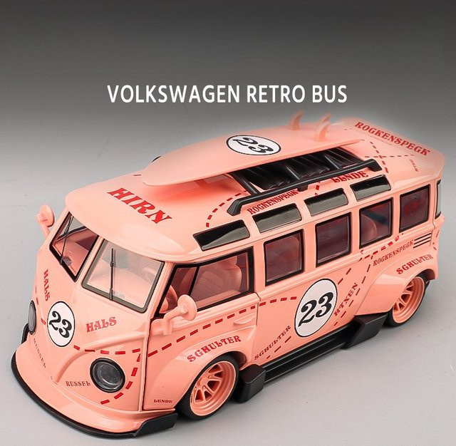 T1 Bus Gulf Oil Martini Low Ride Wide Body, Modellauto, 1:24, Metall, mit Licht und Sound - Bild 1