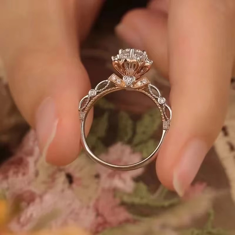 Nkhog Ring, 925 Silber, Roségold, Moissanite, Damen, Verlobung - Bild 2