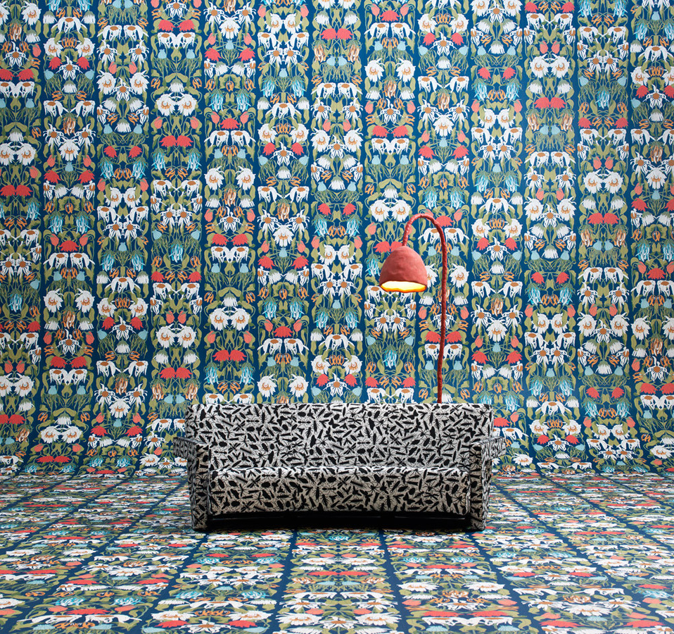 NLXL Tapete JOB-07 Withered Flowers Botanisches Design in Blau und Multicolour aus Vlies - Bild 1