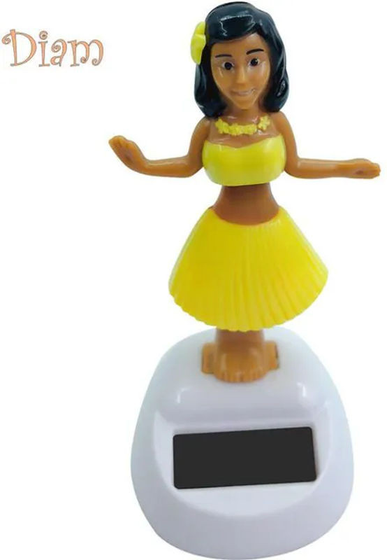 Elens Store Solar Dancing Beach Girl Automatische Schaukel Auto-Innendekoration in Gelb - Bild 1