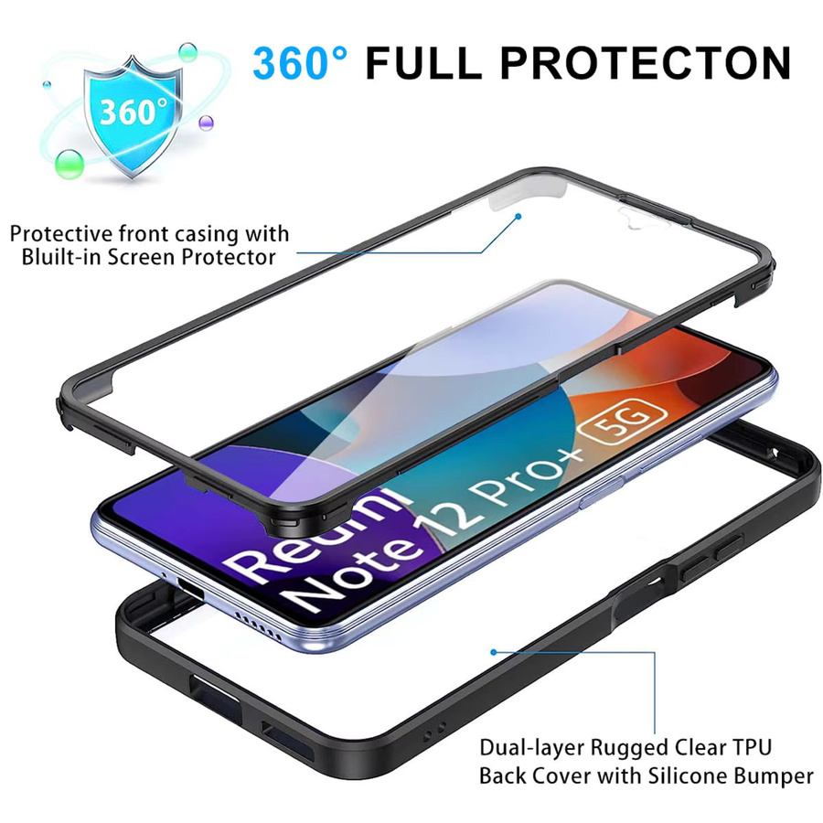 Xiaomi Handyhülle 360 Grad Vollschutz Anti-Schock und Anti-Fall für Redmi Note 12, Redmi Note 11 Pro Plus, Redmi Note 12S und Redmi Note 11S in Schwarz oder Blau - Bild 2