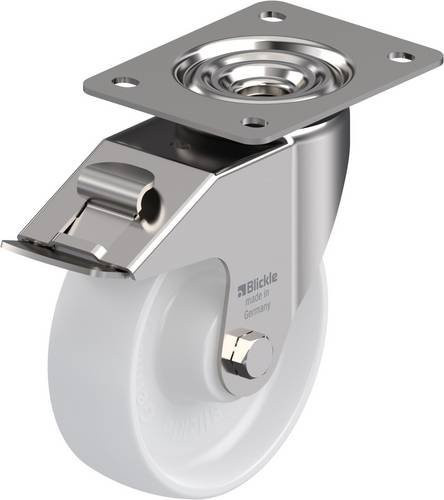 Blickle LEX-PO 150XR-FI Lenkrolle mit Feststeller, Rad-Durchmesser: 150 mm, Tragfähigkeit: 300 kg, Edelstahl und Kunststoff, Weiß - Bild 1