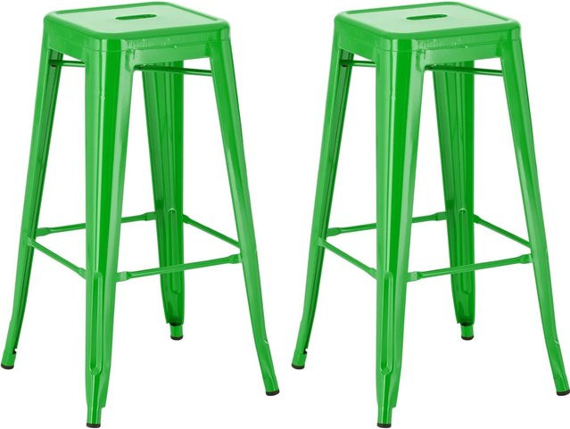 2er Set Barhocker DELUKE DOLAN aus Metall in Grün, B/T/H: 43 x 43 x 76 cm - Bild 1
