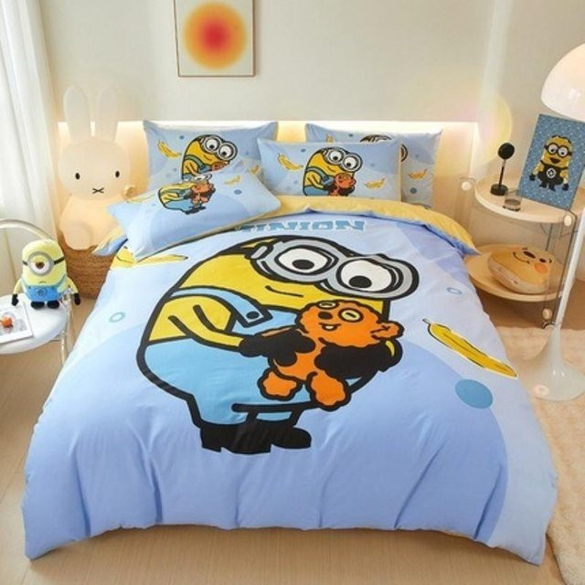 Lodestar Cartoon Minion Bettwäsche-Set für Kinder in Blau mit Bettbezug und Kissenbezug aus Mikrofaser, B/T: 260 x 240 cm und 155 x 220 cm - Bild 1