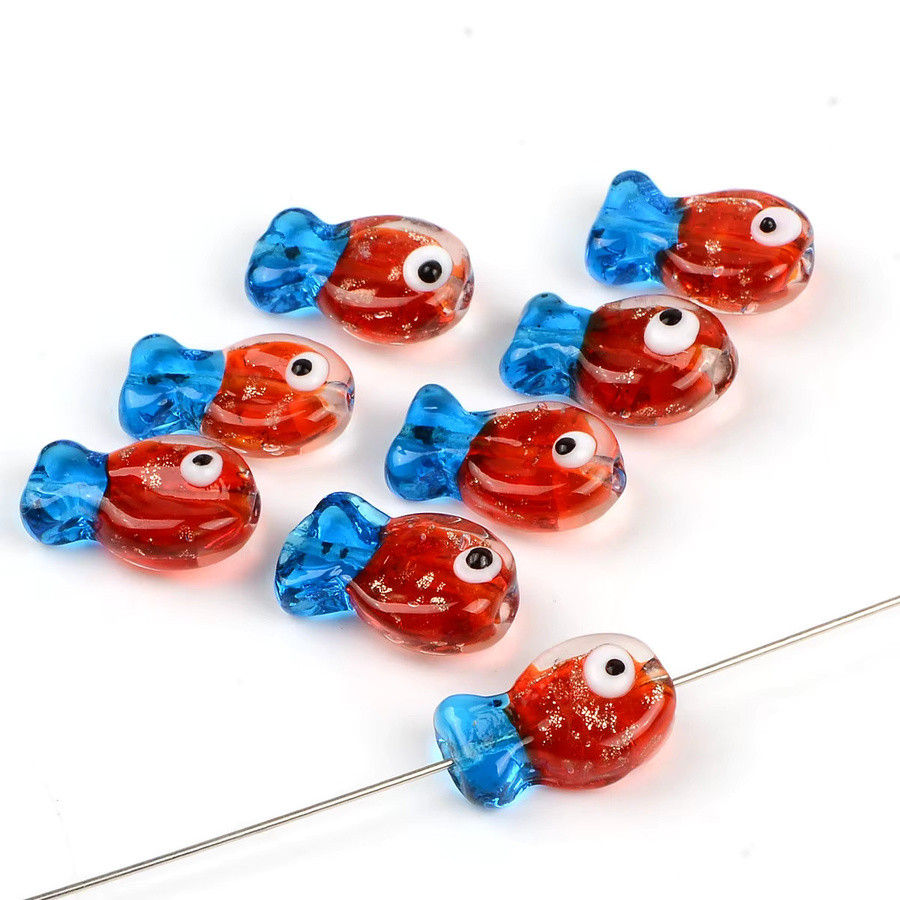 NASSBORO Glasperlen, rote Herz-Glasur, transparent, Spacer Perlen - Bild 2
