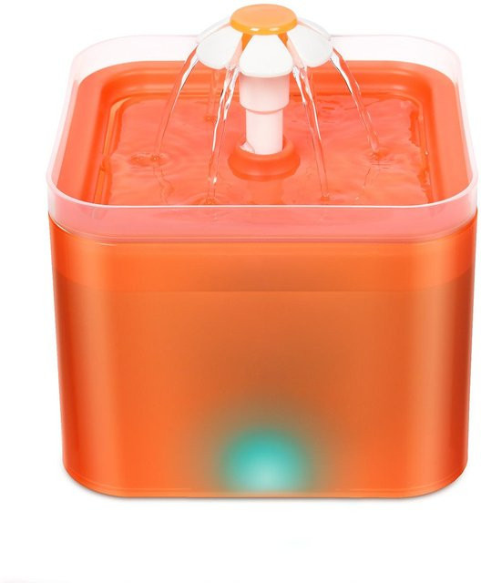 Weihexin Katzenwasser-Trinkbrunnen mit Wasserfall und 3 Strömungsdesigns, 2 l, Orange - Bild 1
