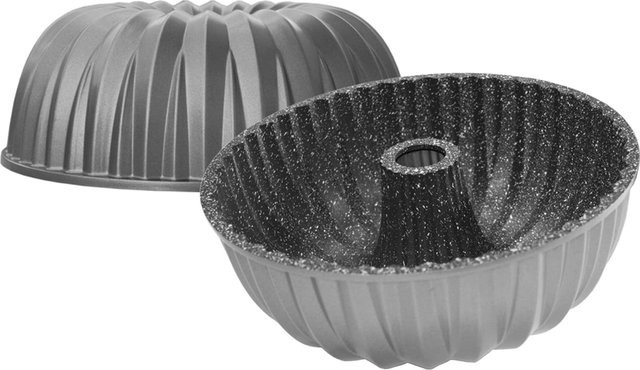 STONELINE Gugelhupf Backform aus Aluguss mit Antihaftbeschichtung und Steinpartikeln, Durchmesser: 24,5 cm, Grau - Bild 1