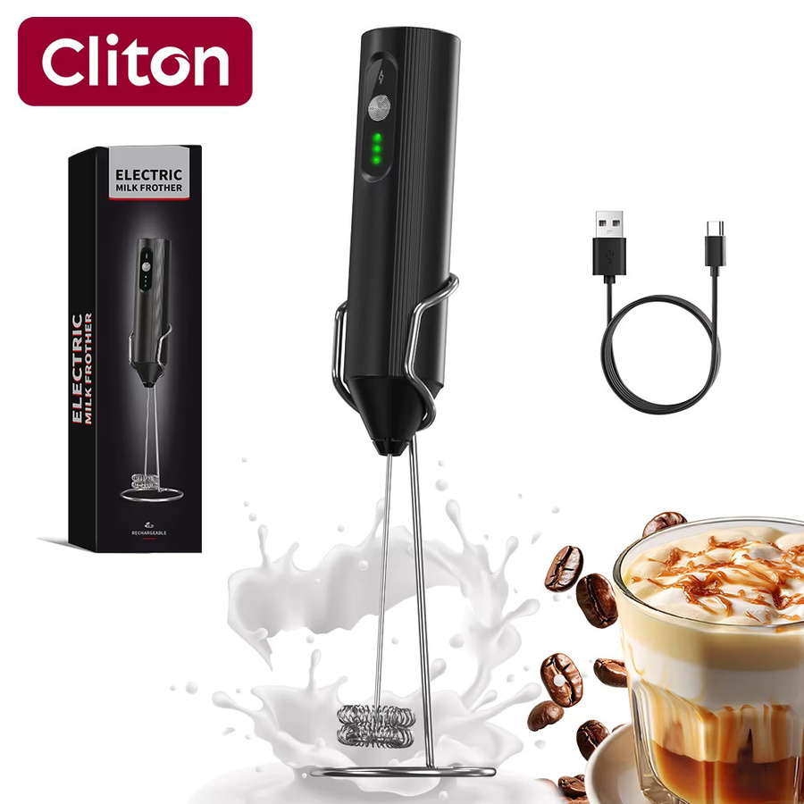 Cliton Tragbarer Elektrischer Mixer mit 3 Gängen, USB-C Wiederaufladbar, Schwarz - Bild 2