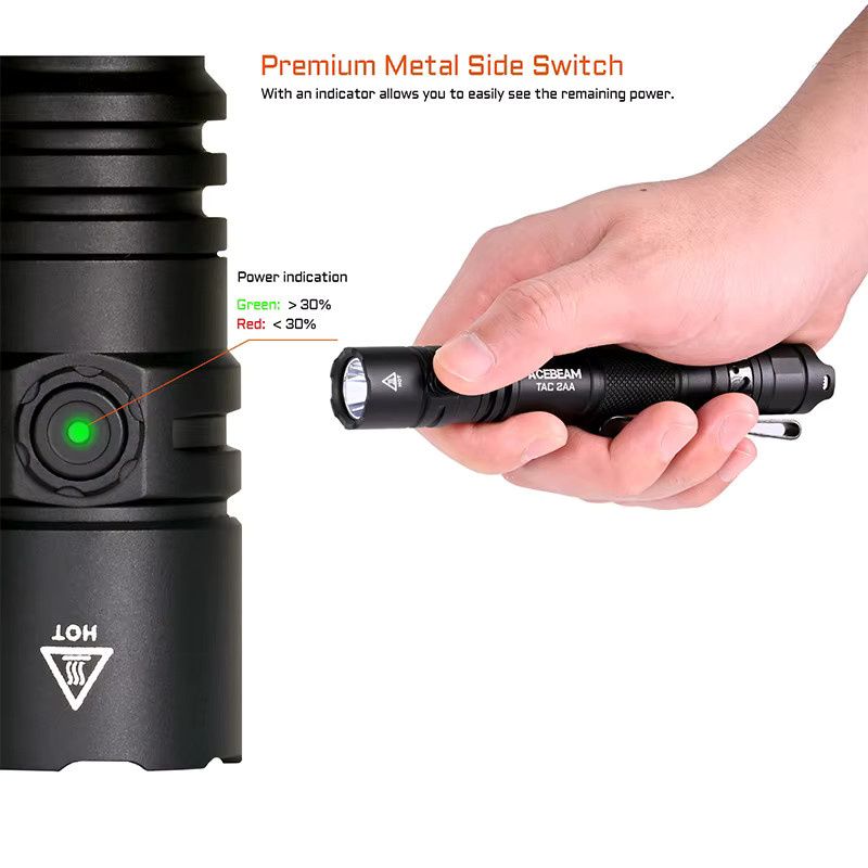 ACEBEAM TAC 2AA EDC-Taschenlampe, wiederaufladbare LED-Taschenlampe aus Metall in Schwarz mit Stroboskop-Modus - Bild 5