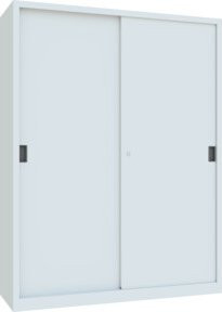Pavoy Schiebetürenschrank in Grau mit 8 verzinkten Böden und Schloss, B/H/T: 195 x 150 x 50 cm - Bild 1
