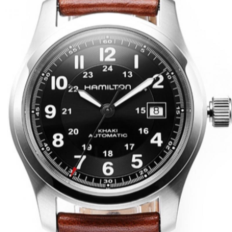 Hamilton Herrenuhr Khaki Field, Automatik, Edelstahl, Leder, 42 mm, Schwarz - Bild 5