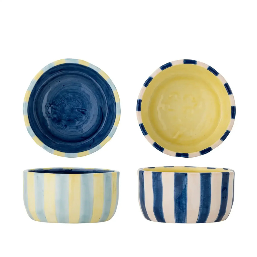 Bloomingville Mehrzweckschalen Phoenix Set aus Keramik in Multicolour mit senkrechten Streifen, 2 Stück, Durchmesser: 13 cm - Bild 1
