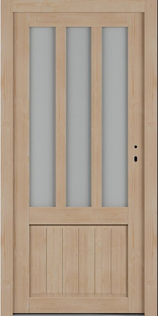 Roro Nebeneingangstür OHE 1001 Fichte mit Glaseinsatz, Farbe Braun/Beige, B: 98 cm, H: 198 cm, DIN Rechts - Bild 1