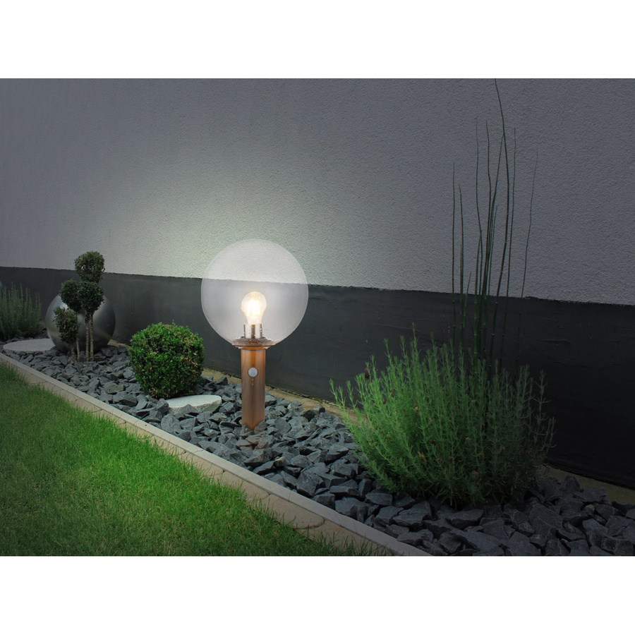 Globo Außenleuchte Ossy in brauner Holzoptik mit Bewegungsmelder aus Aluminiumdruckguss, B/H: 25 x 50 cm - Bild 2