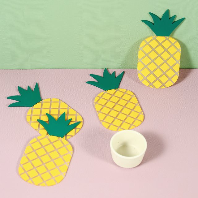 4er-Set Tabletex PVC-Untersetzer in Ananasform, gelb/multicolour, hitzebeständig - Bild 1