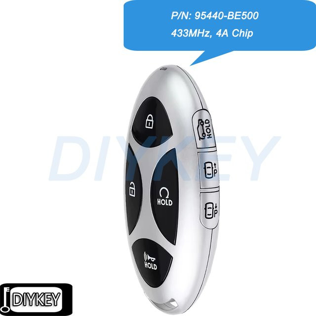 Smart Remote Autoschlüsselanhänger für Hyundai Kona 2024 2025 mit 7 Tasten, 433 MHz und 4A Chip, Farbe: Silber - Bild 1