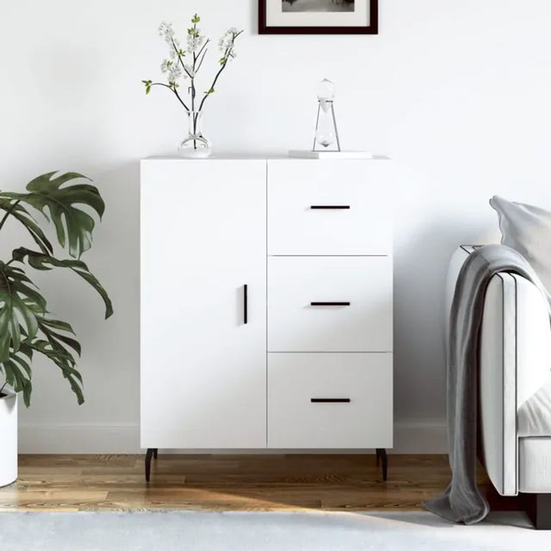 Vidaxl Schrank in Weiß mit Scharniertüren und Schublade, B/T/H: 69,5 x 34 x 90 cm - Bild 1