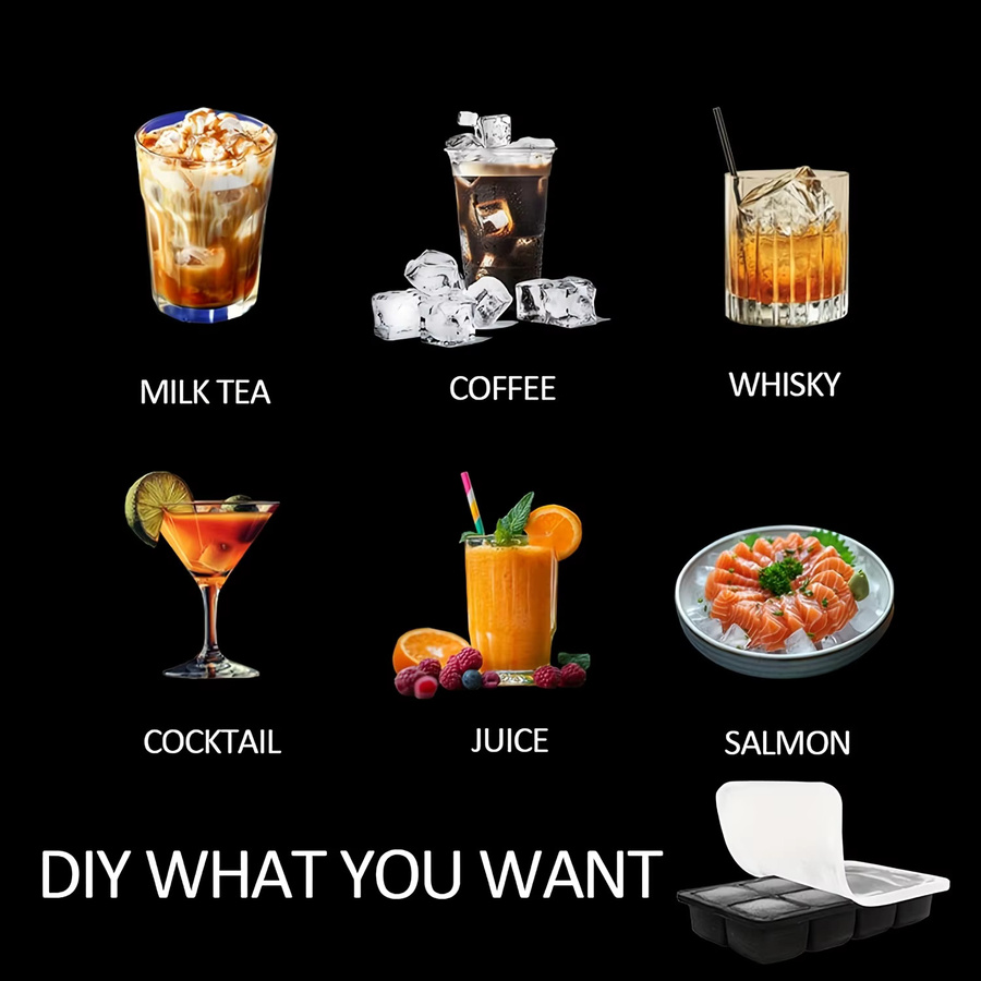 FAIS DU Silikon Eiswürfelform für Whisky und Cocktails, quadratisch, Schwarz - Bild 5