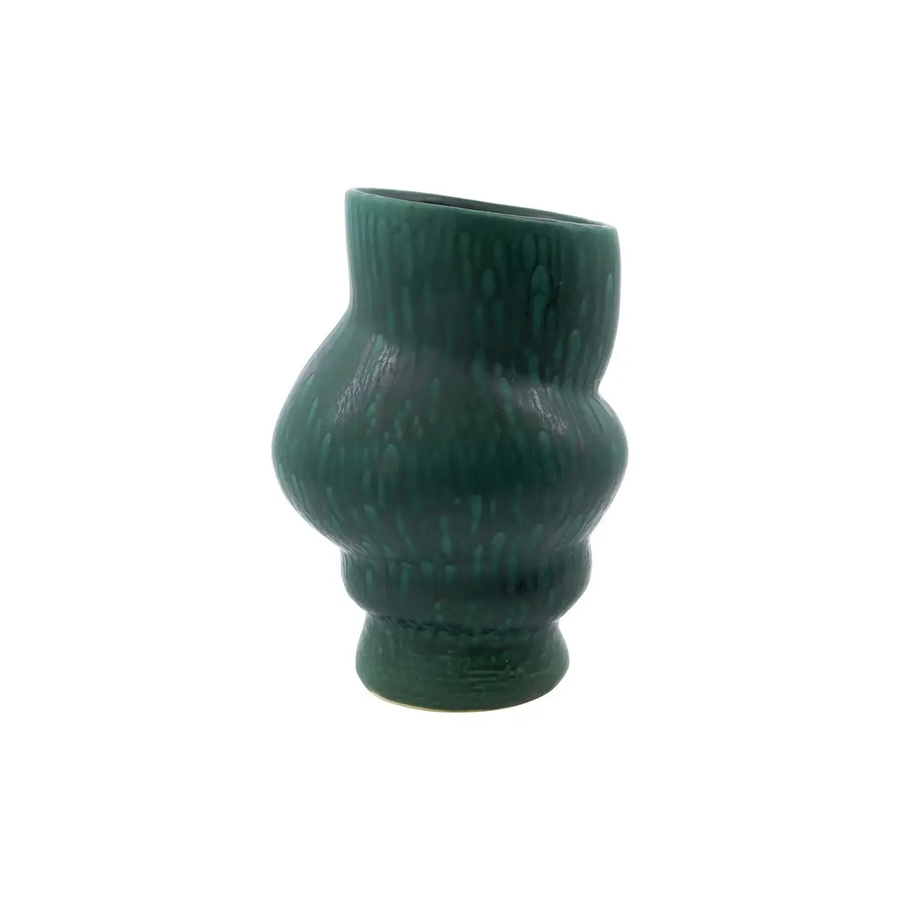 House Doctor Grüne Vase Disc aus Keramik mit organischer Form, Höhe: 25 cm - Bild 1