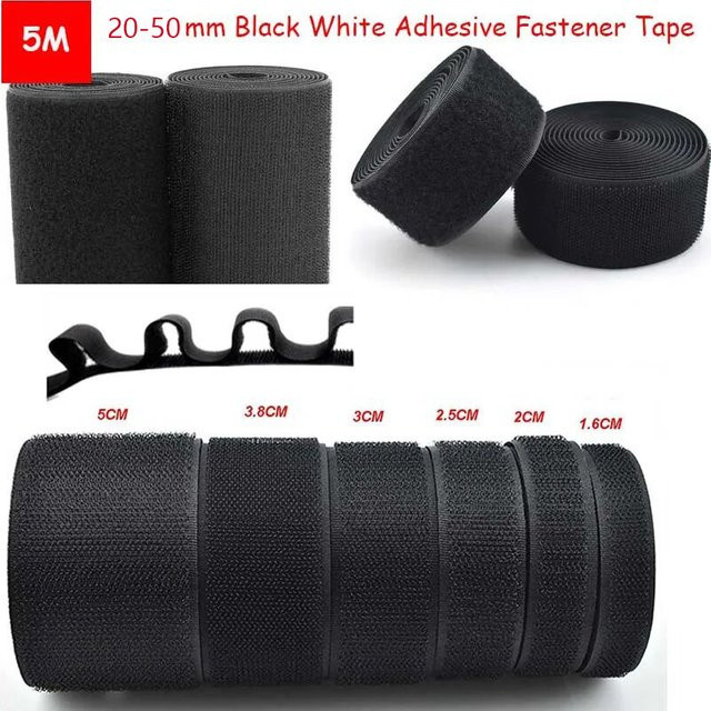 5M Nylon-Klettverschlussband zum Aufnähen für Kleidung und Heimwerken in Schwarz oder Weiß - Bild 1