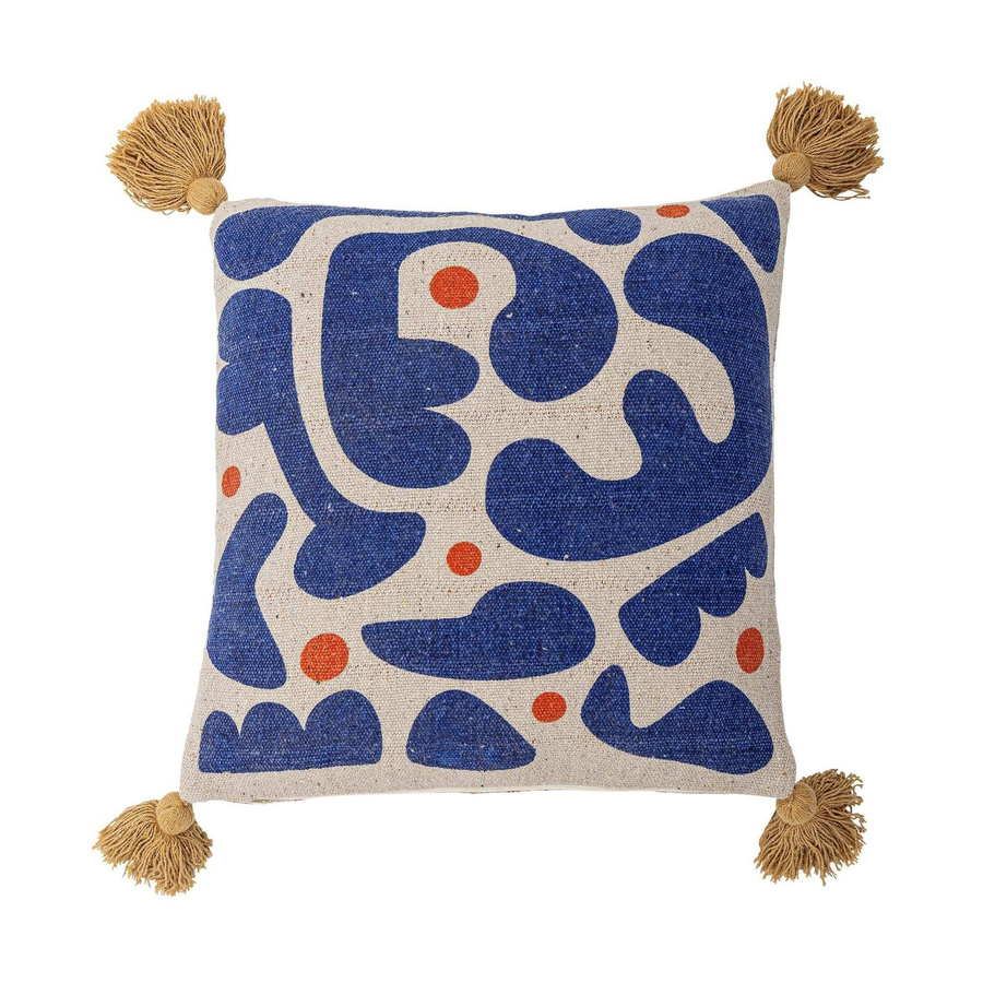 Bloomingville Kissen Eviaya aus recycelter Baumwolle, Blau, B/T/H: 45 x 45 x 45 cm - Bild 1