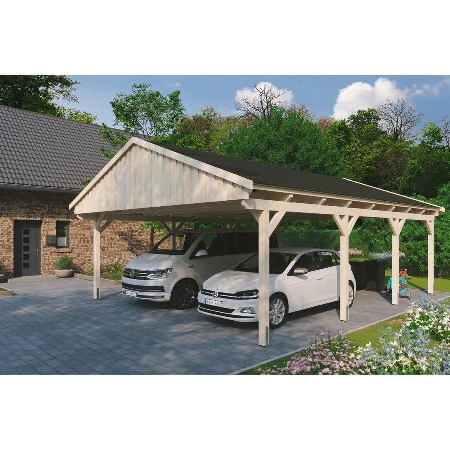 Skan Holz Carport Fichtelberg aus Fichte Leimholz in Beige mit Dachschindeln B/T: 618 x 808 cm, Höhe: 362 cm - Bild 2