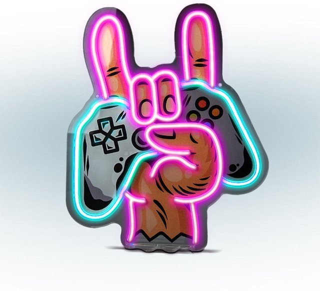 SBS LED-Leuchtschild Game On Rock mit RGB-Neon-Effekt in Multicolour, Schwarz - Bild 1