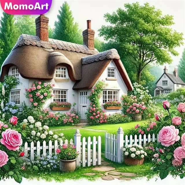 Momoart Landschaft Diamant Mosaik Haus Muster, Diamant Malerei, für Erwachsene - Bild 1