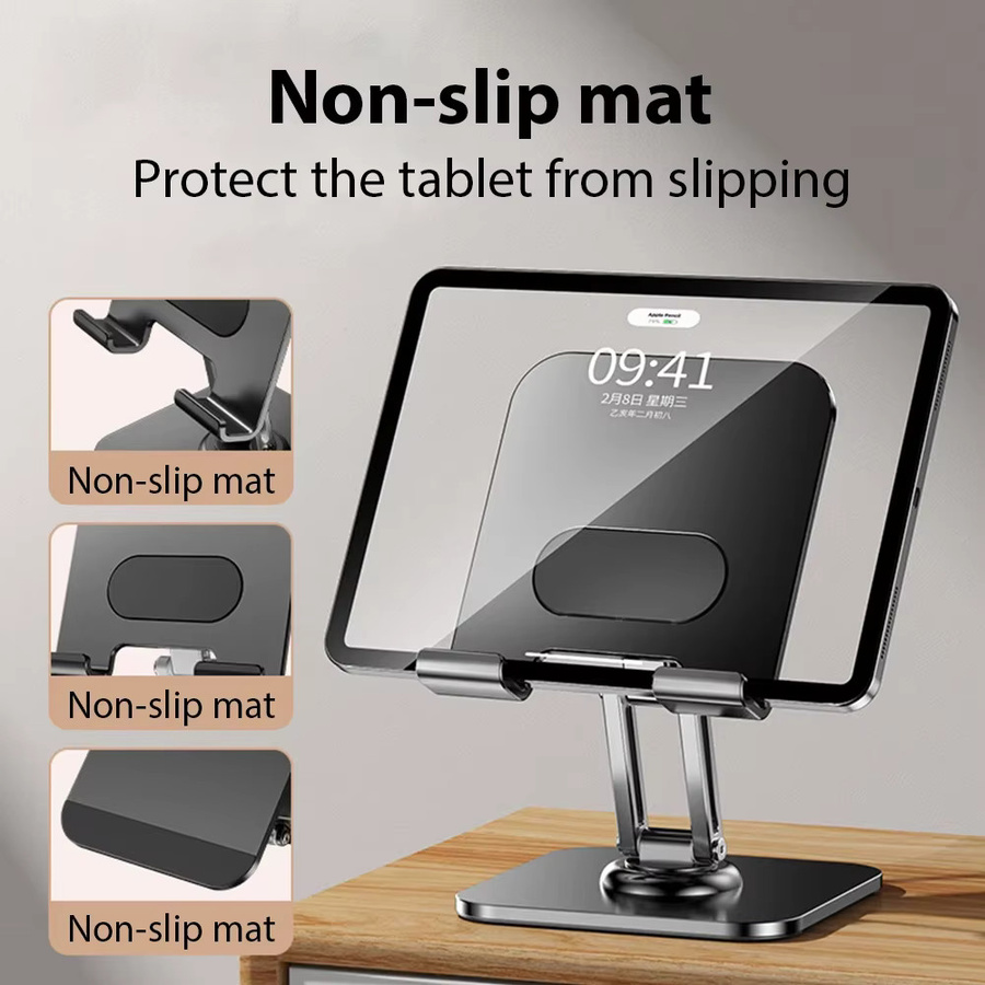 Tablet-Halterung aus Kohlenstoffstahl in Schwarz mit 360-Grad-Drehfunktion für iPad Pro, Air, Mini und Smartphones von 4 bis 15 Zoll - Bild 5