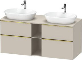 Duravit Waschtischunterschrank D-Neo in Beige, Wandmontage mit Schubladen und offenen Regalfächern, B/T/H: 140 x 55 x 66,4 cm - Bild 1