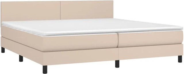 vidaXL Boxspringbett mit Matratze in Cappuccino-Braun, Hybridbett mit LED-Unterbettbeleuchtung und USB-Anschluss, B/T/H: 200 x 200 x 78 cm - Bild 1
