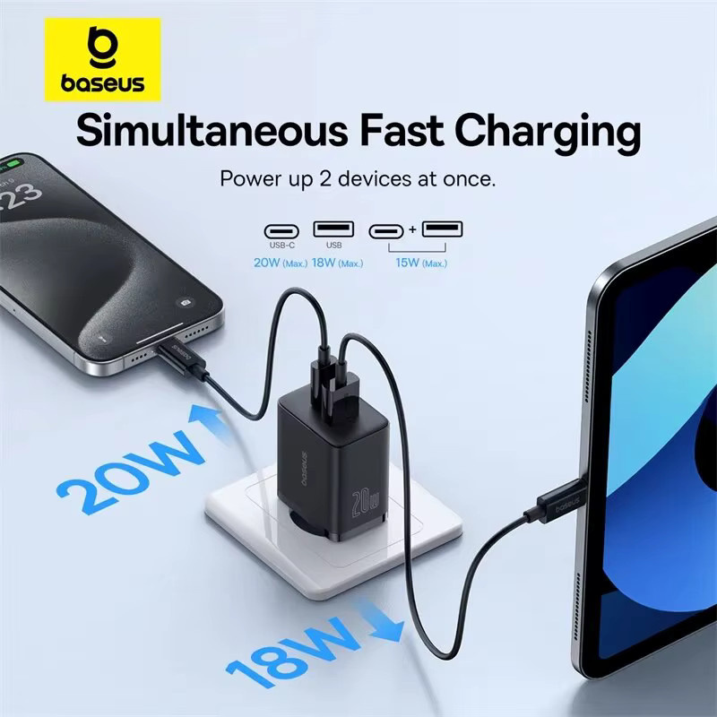 Baseus 20 W PD Schnellladegerät mit USB-C Anschluss in Schwarz für iPhone und Xiaomi Smartphones - Bild 2