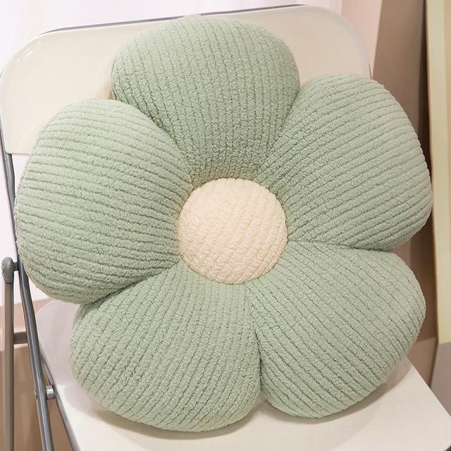Yiran Health & Beauty Gestreiftes Plüsch-Kissen in Blumenform, Grün, B/B: 40 x 40 cm - Bild 1