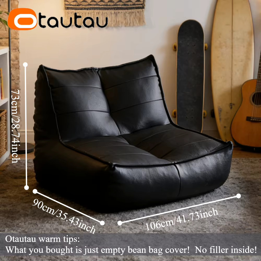 OTAUTAU King Size Sitzsackbezug Lounger Pouf SF155 aus Kunstleder für Erwachsene in Schwarz oder Braun - Bild 3
