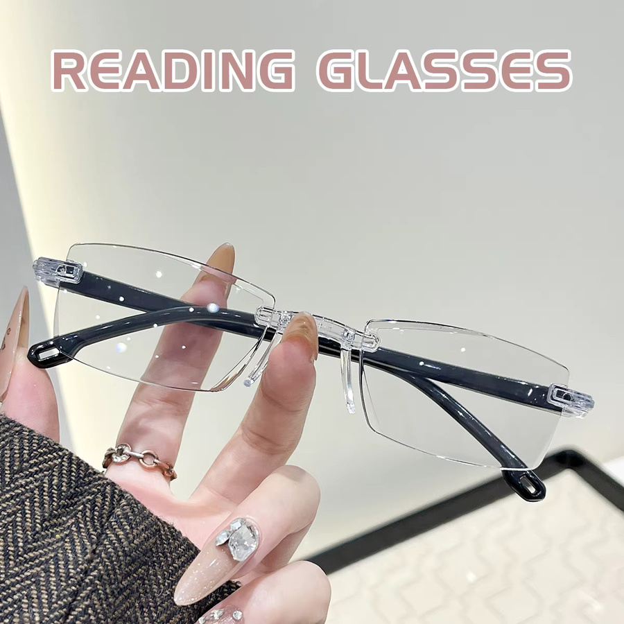 WEIPO Lesebrille, randlos, rechteckig, Metall, Herren - Bild 3