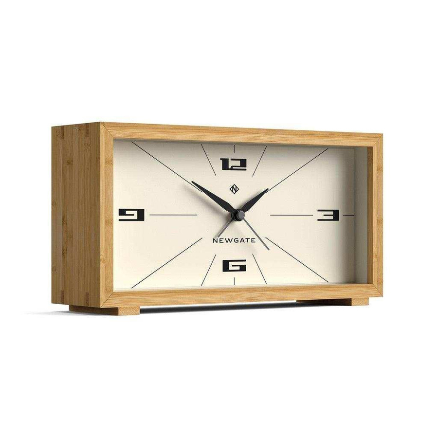 Newgate Lemur Tischuhr aus Bambus in Beige mit analogem Quarzwerk und Silent-Funktion im Mid-Century Design - Bild 1