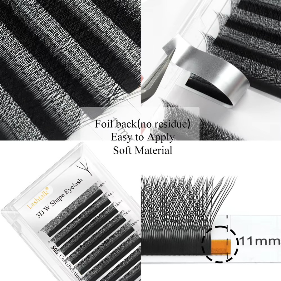 Nagaraku Lashtalk W-Form Fächer-Wimpernverlängerungen, 3D Black, Natürlich - Bild 3