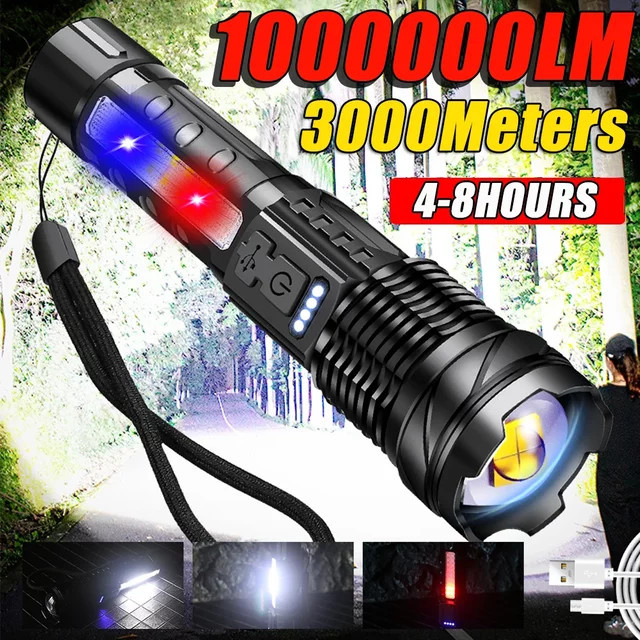 Heinast A76 Taktische LED-Taschenlampe in Schwarz mit wiederaufladbarem 18650-Akku und Notfallscheinwerfer-Funktion - Bild 1