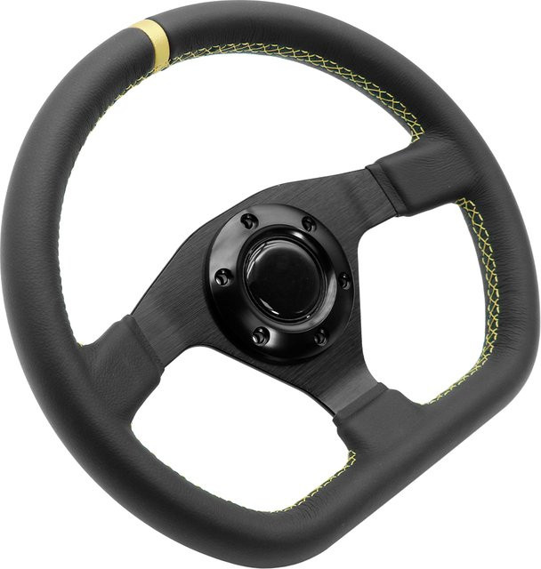 BANGCOOL Rennsport Lenkrad aus echtem Leder in Schwarz, Durchmesser: 30 cm - Bild 1