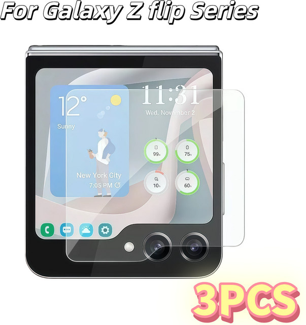 Gehärteter Displayschutz für Samsung Galaxy Z Flip5, Z Flip6, Z Flip7 und Z Flip7 FE in Transparent - Bild 1