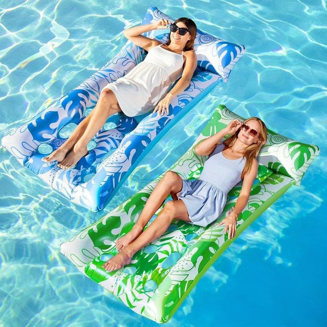 Sloosh 2er-Pack XL Aufblasbare Pool-Luftmatratzen für Erwachsene mit Kopfstütze als Sonnenliege für See, Strand und Pool - Bild 1