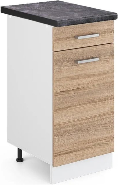 Vicco Küchenunterschrank R-Line Schubladenschrank Sonoma/Weiß/Anthrazit B: 40 cm, T: 60 cm, H: 81,6 cm - Bild 1