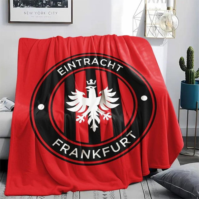 Eintracht Frankfurt FC Flanelldecke von HAPPYDAYSET, weicher Überwurf in Schwarz und Rot, B/H: 80 x 120 cm - Bild 1