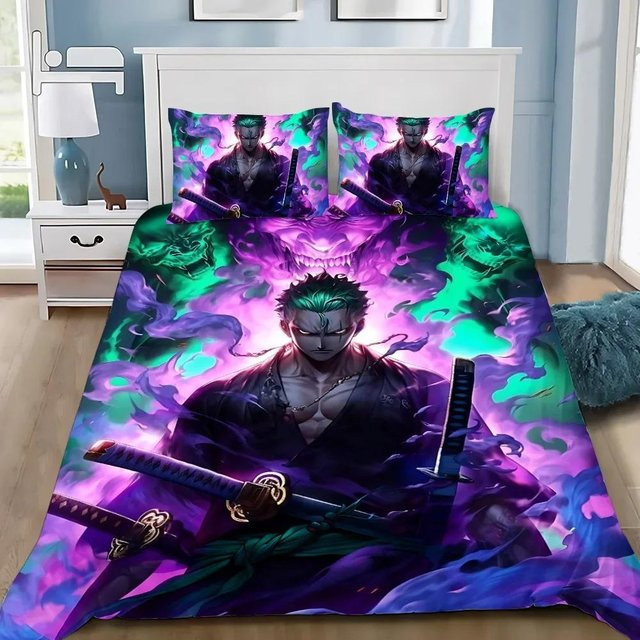 Lodestar Anime Bettwäscheset One Piece Luffy mit Bettbezug und Kissenbezügen, Farbe: Lila, B/H: 240 x 220 cm - Bild 1