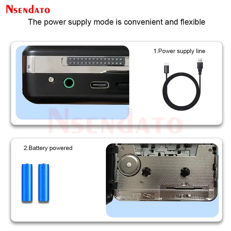 Nsendato Tragbarer USB-C Kassettenrekorder als Kassetten-zu-MP3-Konverter und Audio-Musik-Radioplayer - Bild 3